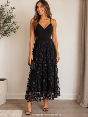 xscape damask applique fit and flare dress Xscape Women's Lace Applique Fit & Flare Gown